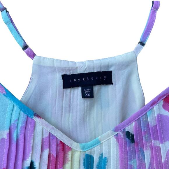 Sanctuary Multicolor Abstract Pleated Cami Mini Dress – Size XS - Picture 4 of 8